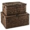 Casafield Water Hyacinth Rectangular Storage Baskets with Lids, Multipurpose Shelf Organization Totes for Bedroom, Bathroom, Laundry, Home Office